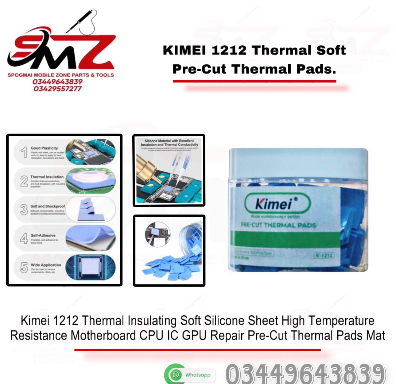 Kimei 1212 thermal soft pre-cut pads.