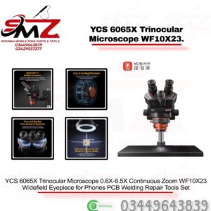 YCS 6065X trinocular stereo microscope.
