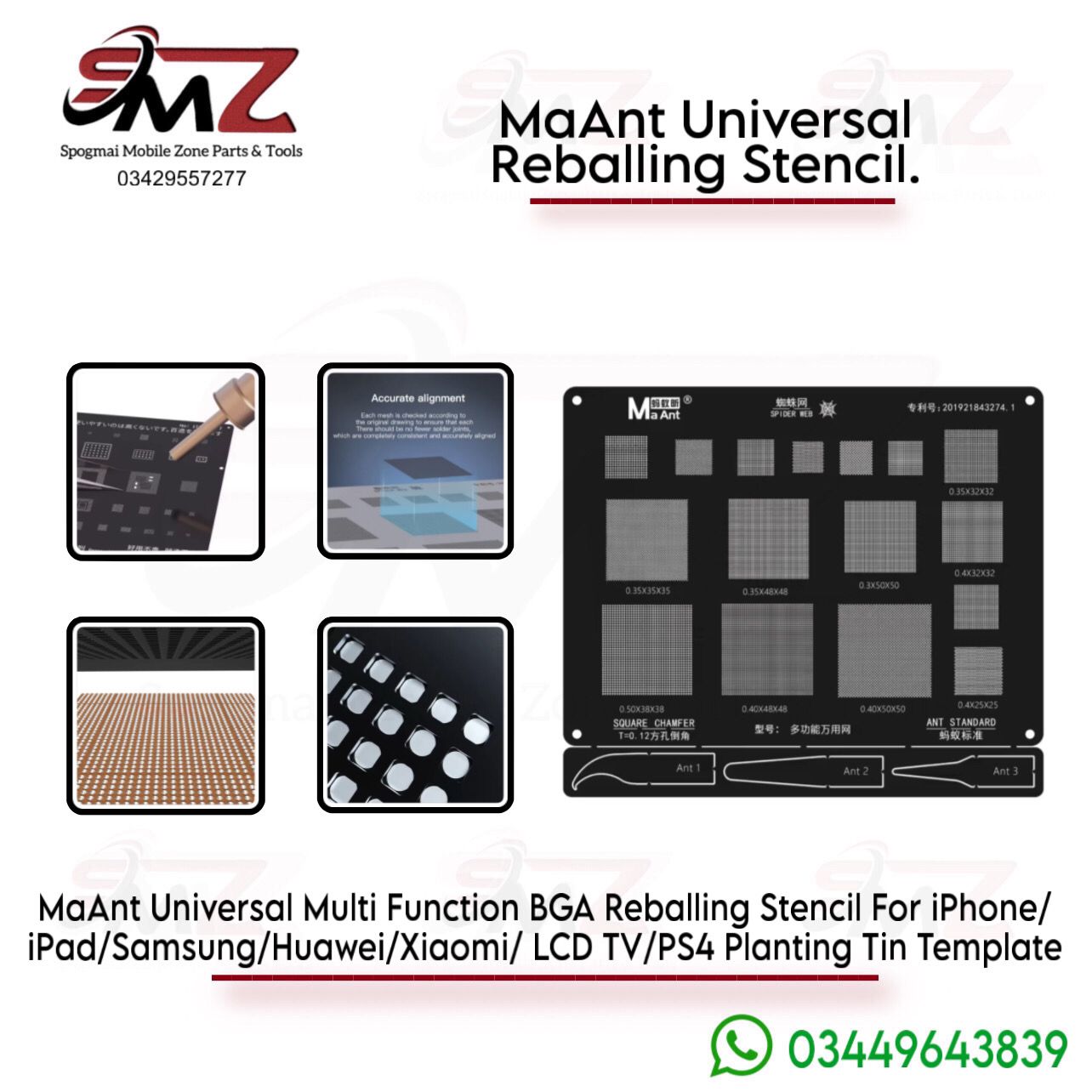 MaAnt Universal Multi-Functional BGA Reballing Black Stencil