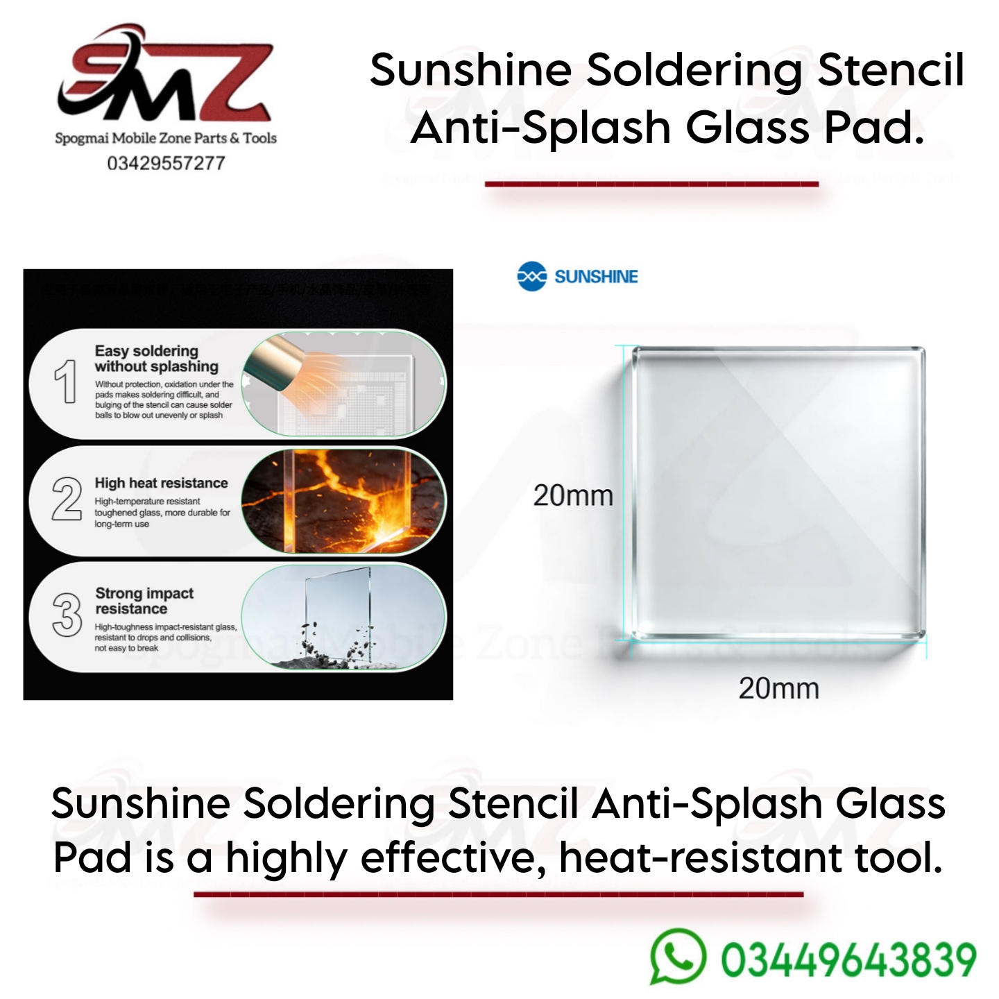 SUNSHINE Soldering Stencil Anti-Splash Glass Pad.