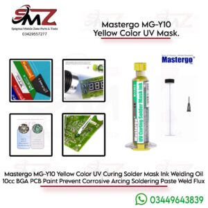 Mastergo MG-Y10 10cc yellow UV-curable solder mask oil.