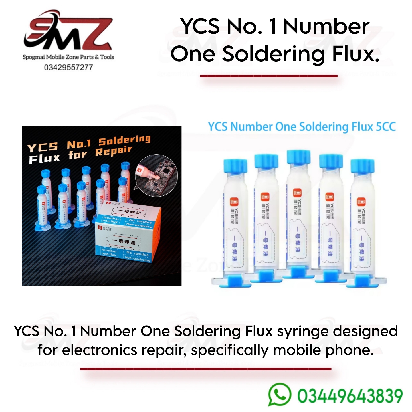YCS No. 1 Number One Flux no-clean soldering flux oil.