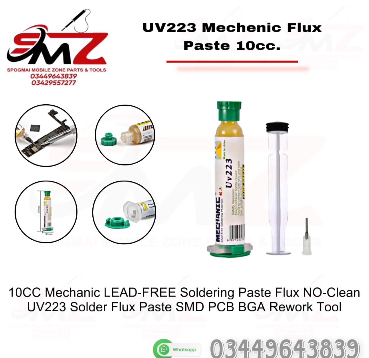 MECHANIC UV223 Flux Paste 10cc syringe injector tube.