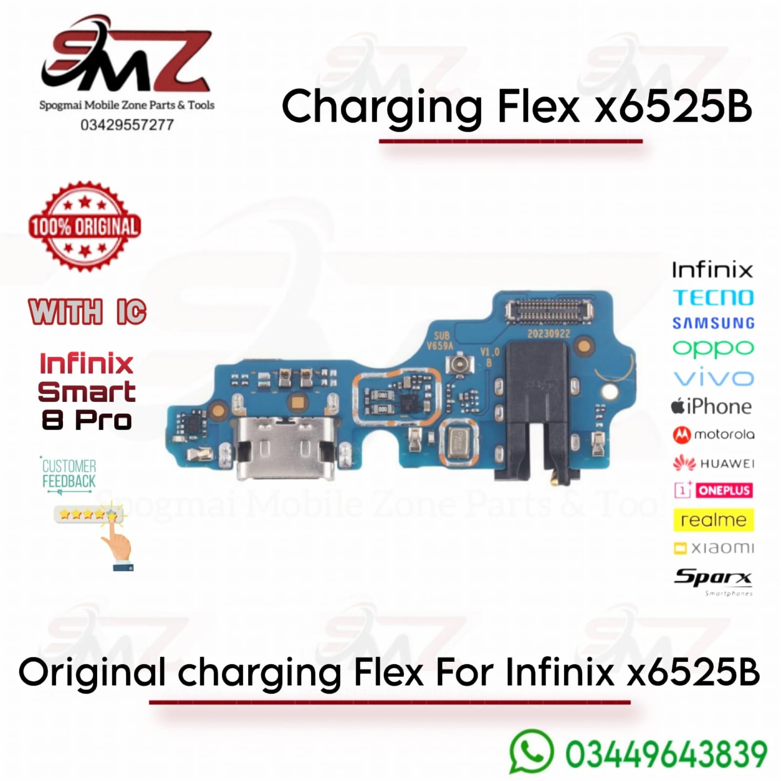 Infinix Smart 8 Pro X6525B charging flex