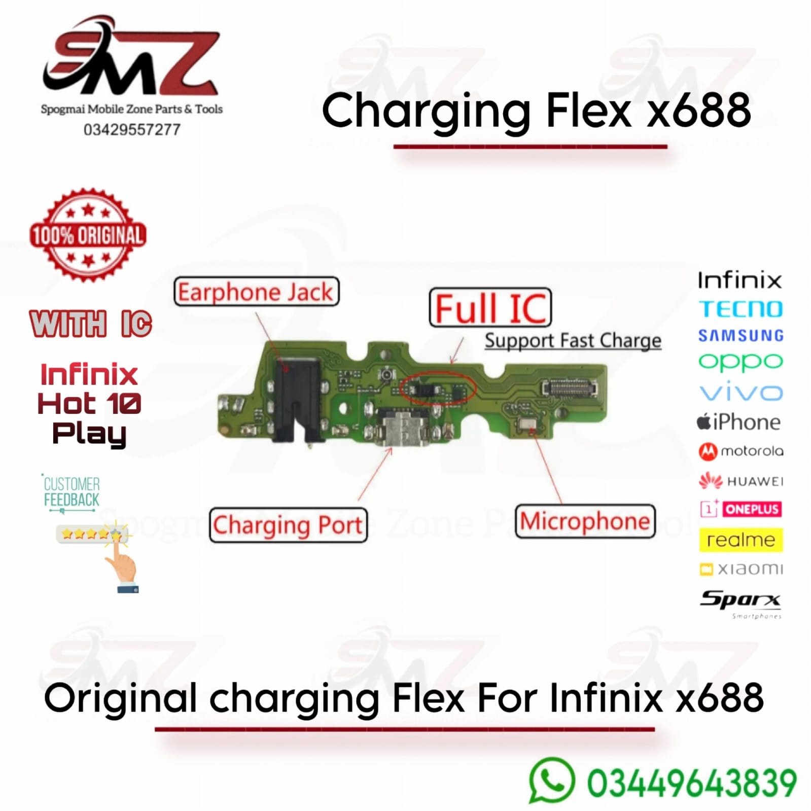 Infinix Hot 10 Play X688 charging flex