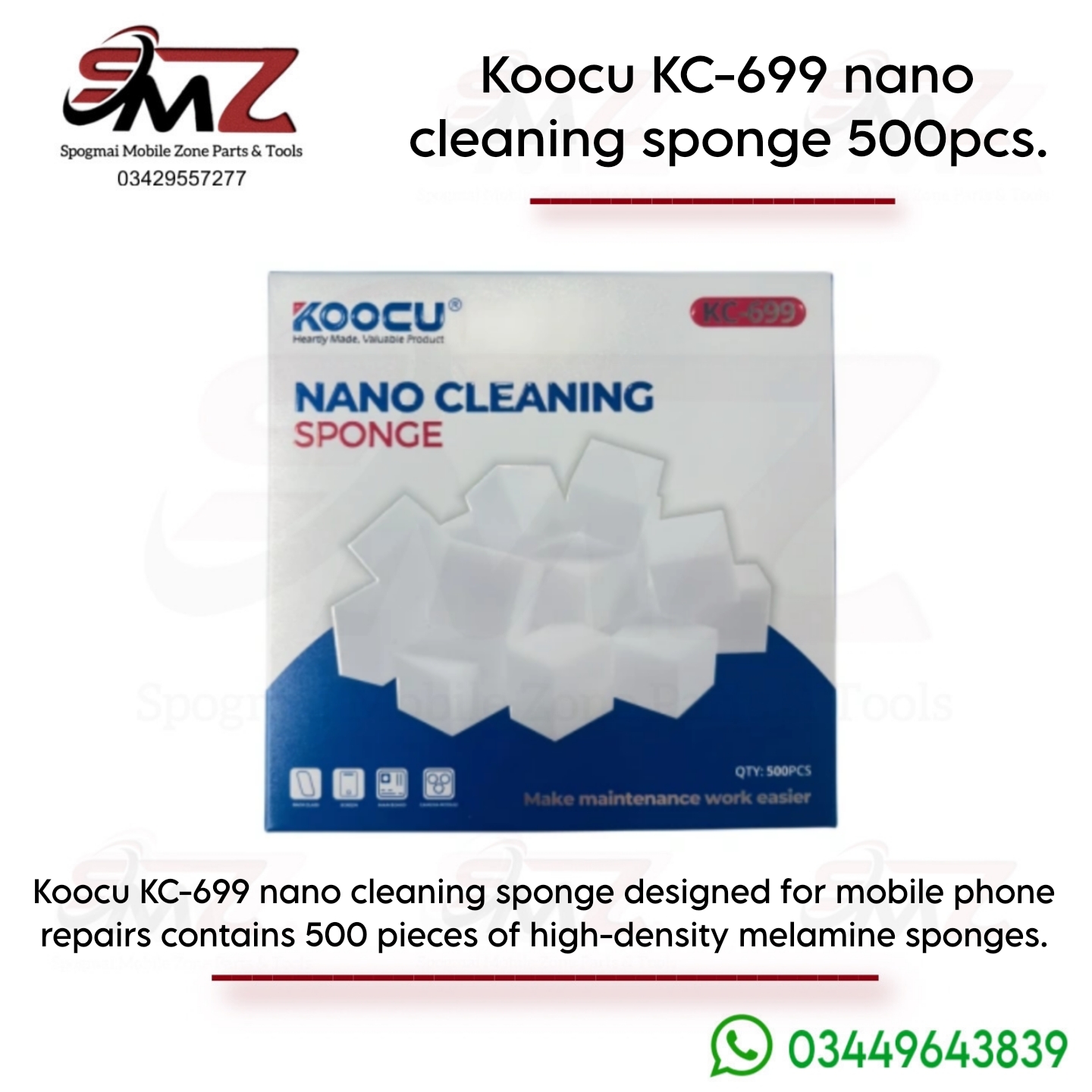 Koocu KC-699 Nano Cleaning Sponge box 500 pieces.
