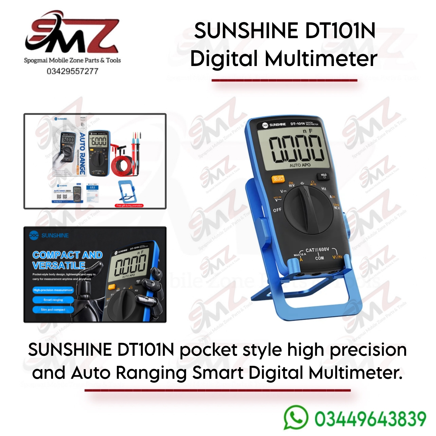 SUNSHINE DT101N pocket style auto ranging smart digital multimeter.