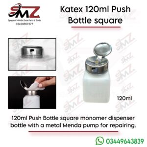 Katex 120ml Push Bottle Square is a monomer dispenser bottle