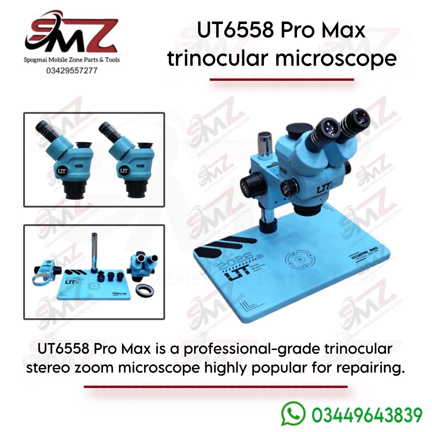 UT6558 Pro Max trinocular stereo zoom microscope